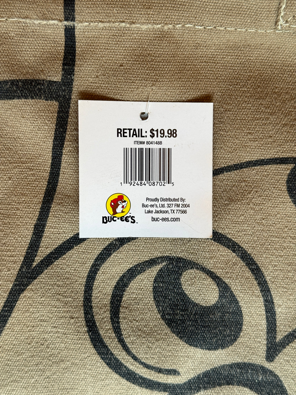 Buc-ee's Tan Canvas Tote Bag